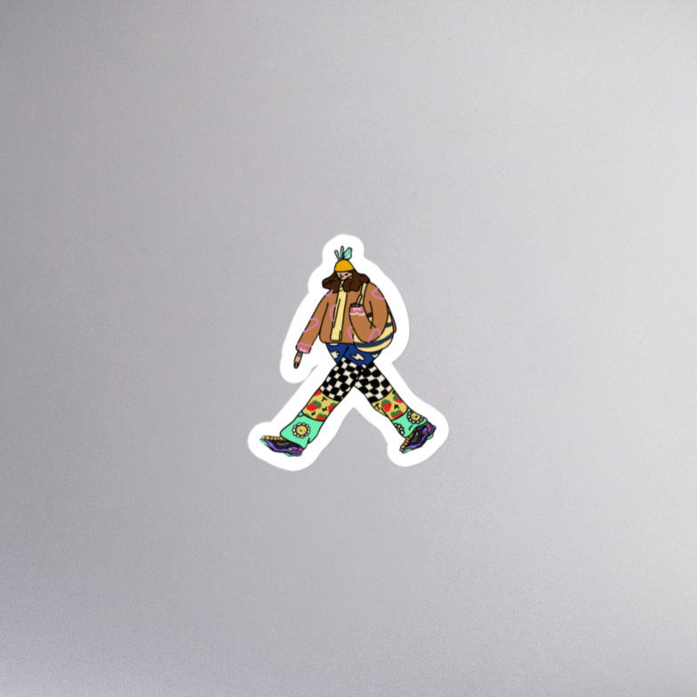 sticker 'depressed but well dressed'