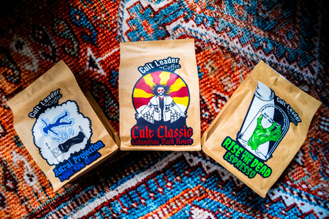 Three Cult Leader Coffee bags. Astral Projection, Cult Classic, Rise of the Dead.