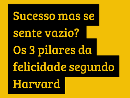 Sucesso mas se sente vazio? Os 3 pilares da felicidade segundo Harvard
