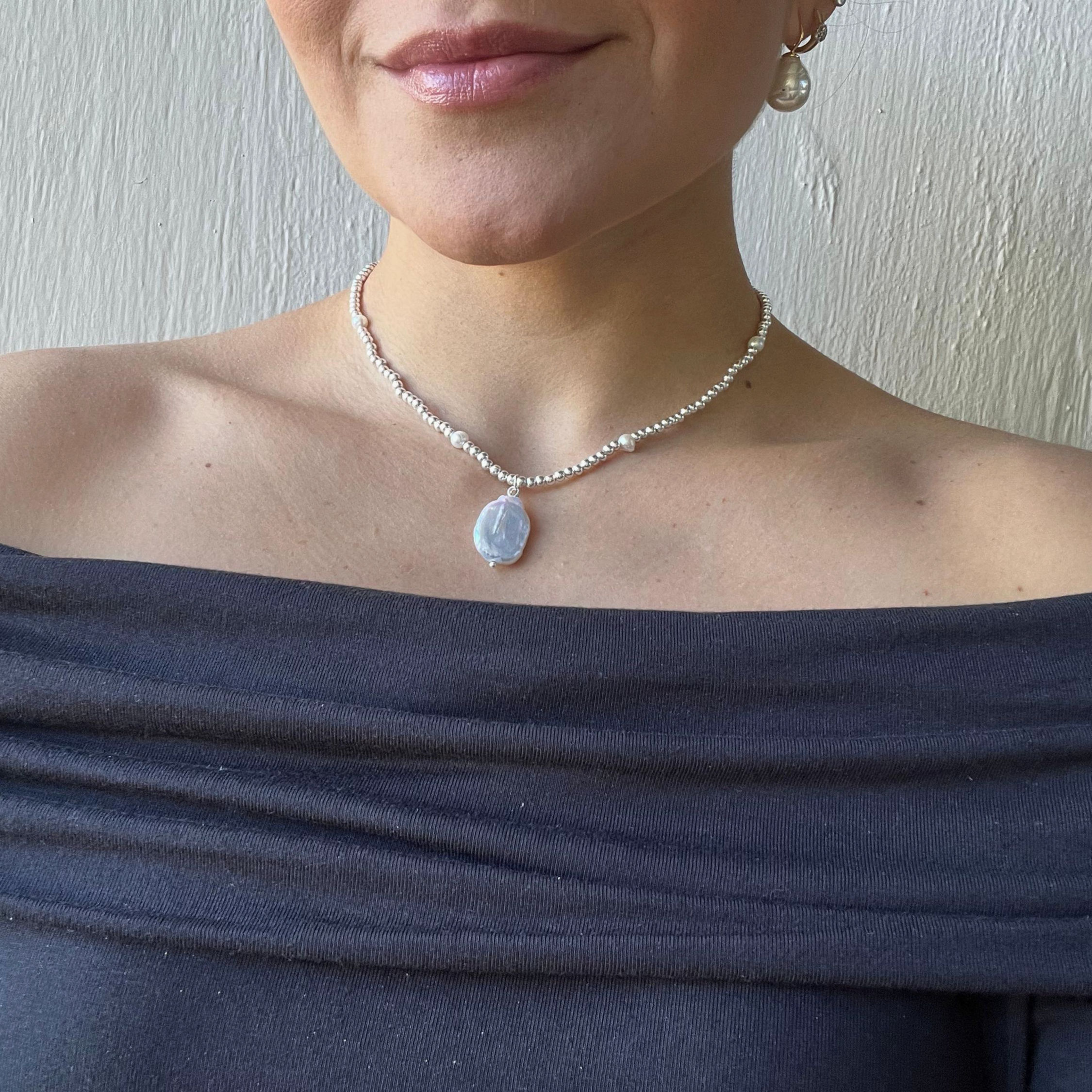 Collar Perla Plata