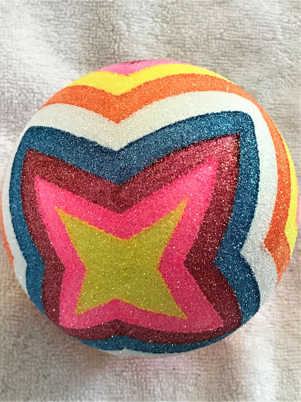 Thumbnail: #357 - Thomas Glenn "ZIg Zag Yellow" Ball Christmas Ornament