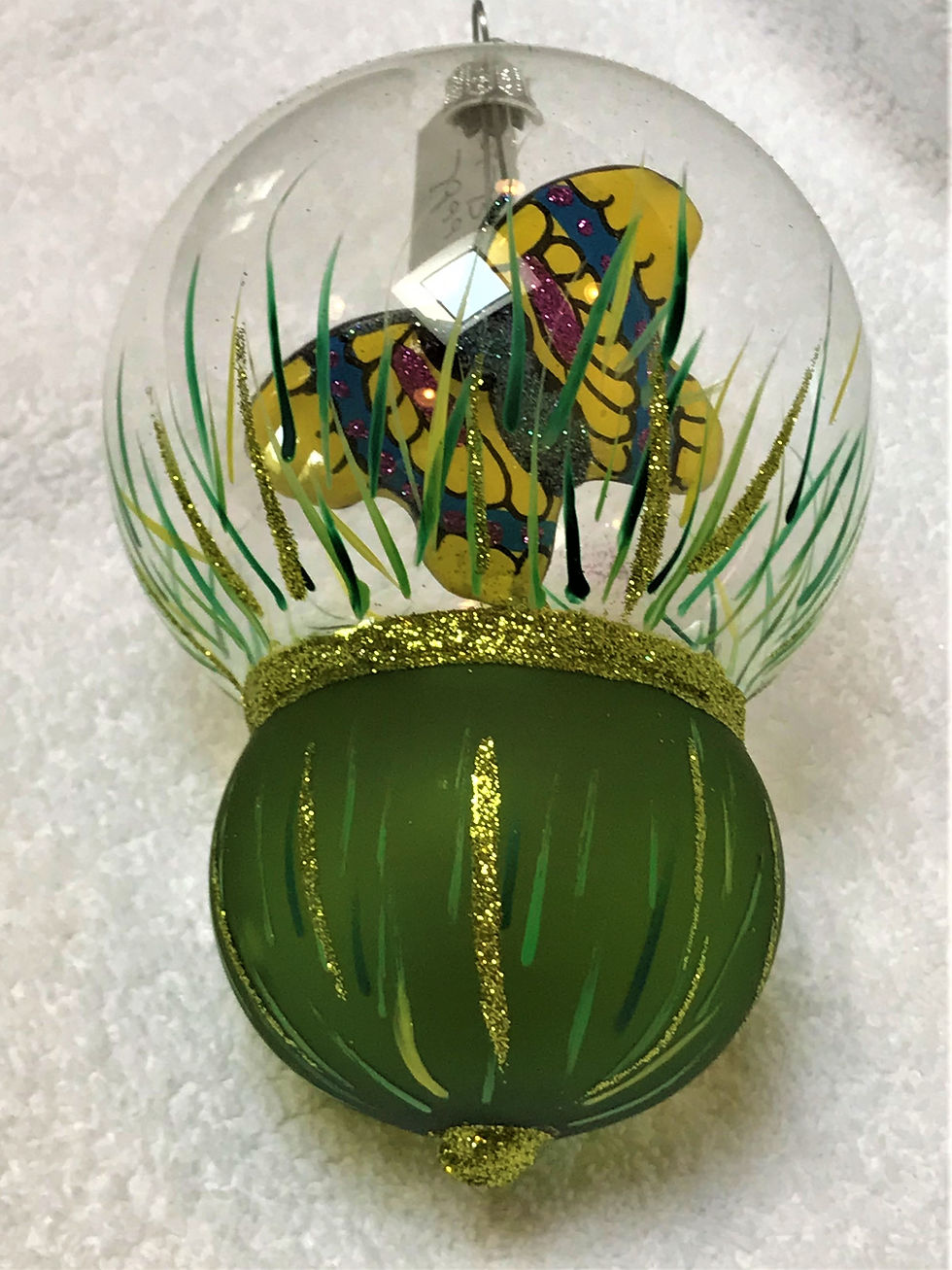 #BUT735-2 - Thomas Glenn "Yellow & Blue Butterfly" Dome Christmas Ornament