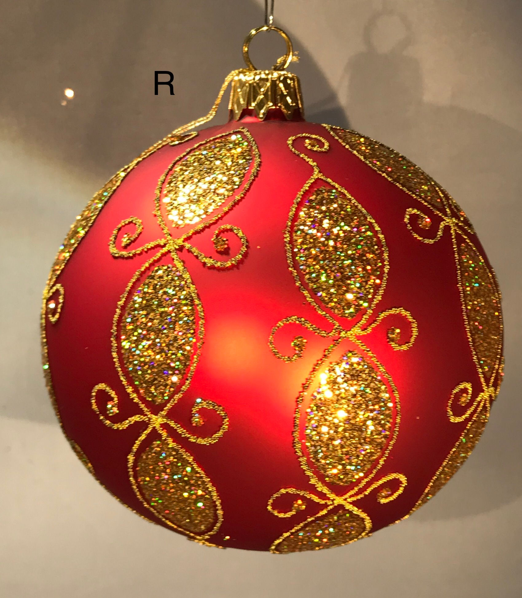 Thomas Glenn "Modern Gold on Red" Faberge Egg Ornament #R