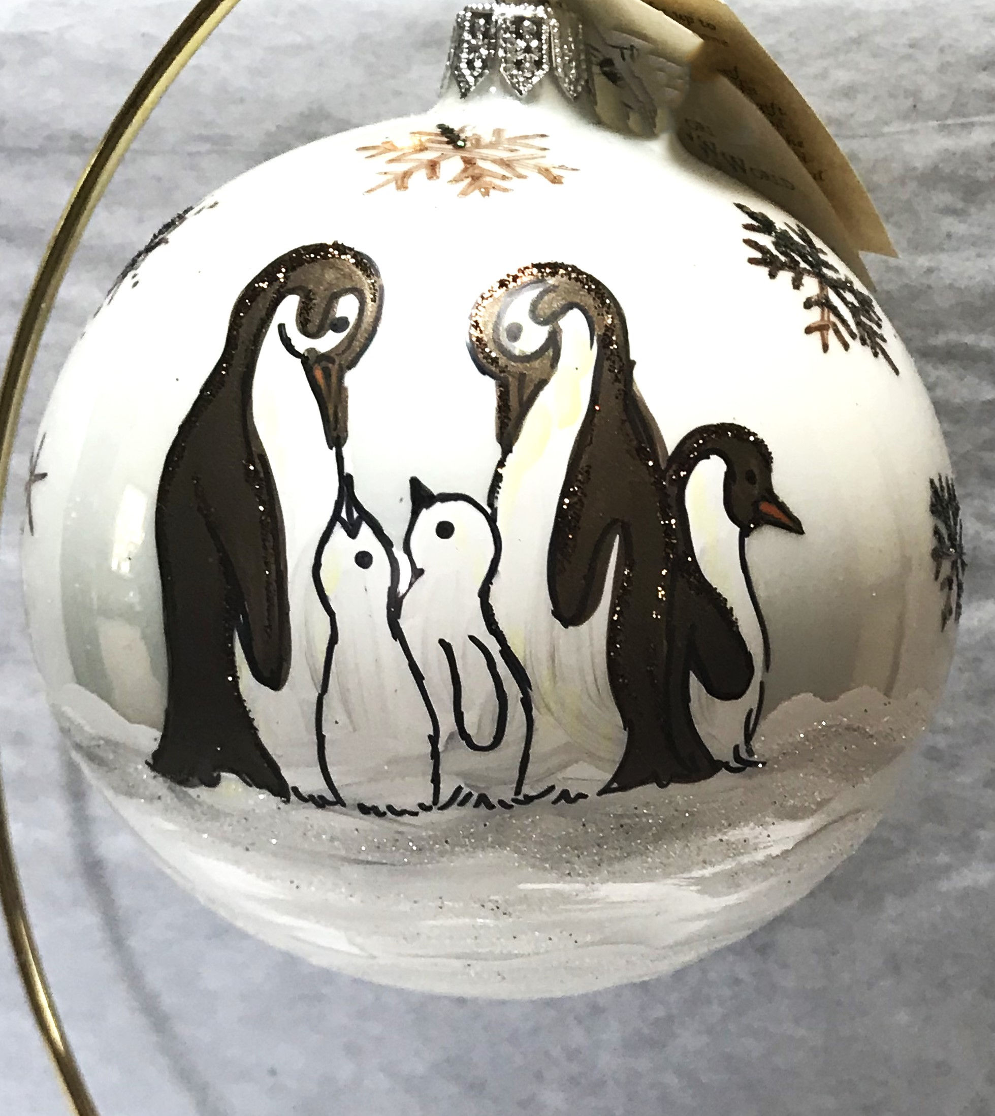 #TRA440 - Thomas Glenn "Penguin Gathering" Ball Christmas Ornament