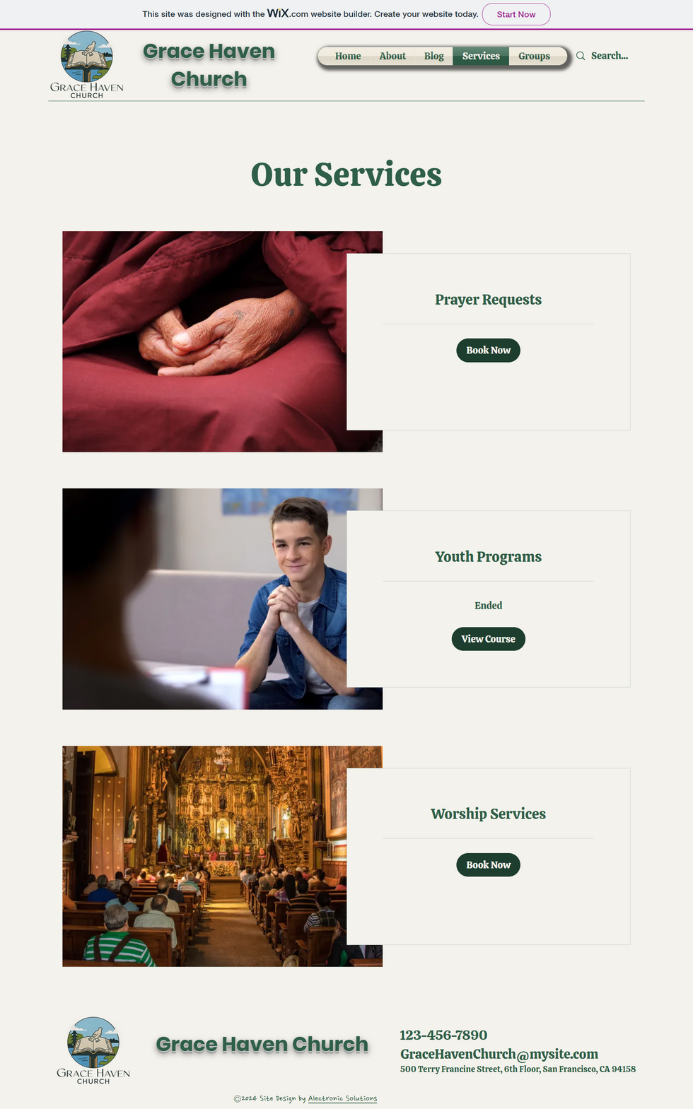 Grace Haven Church Services Page