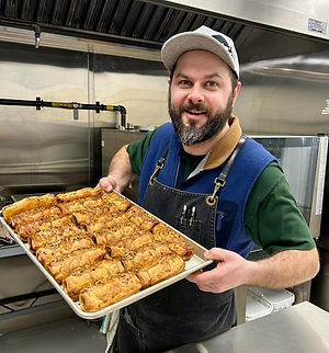 ATB sausage rolls coming out of the oven