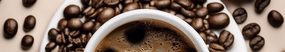 Cup of coffee and coffee beans