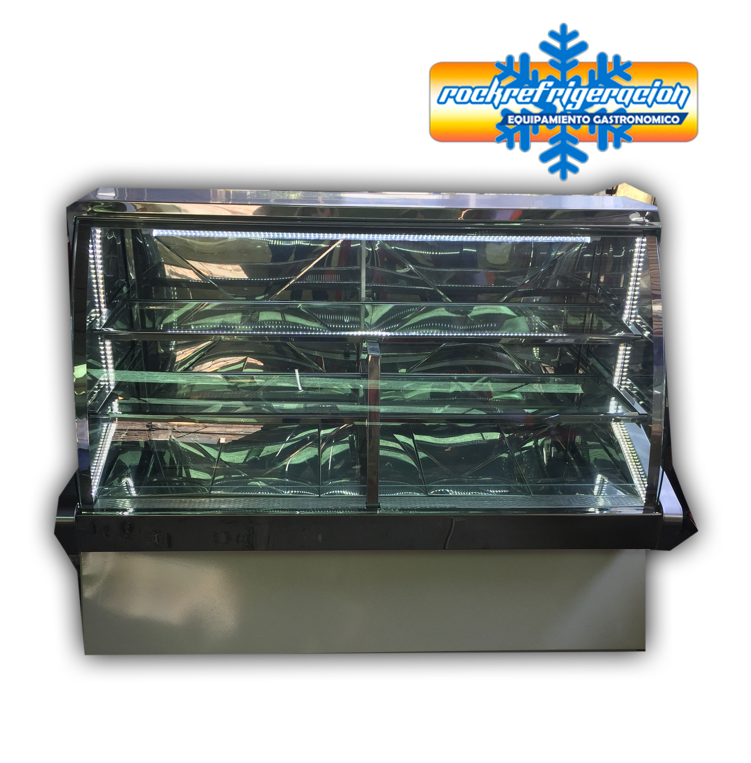 Vitrina vidrio curvo frio forzado 1.50 mts