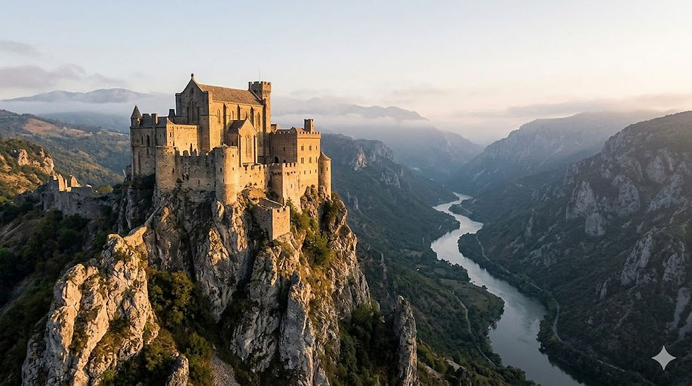A castle set on a mountain top