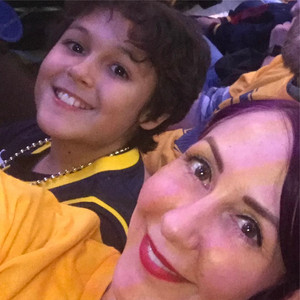 Nikol Allee and her son at Pacers game