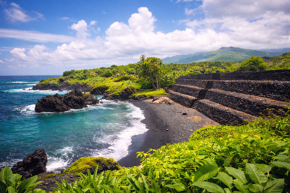 Wai‘ānapanapa State Park → Black Sand Beach