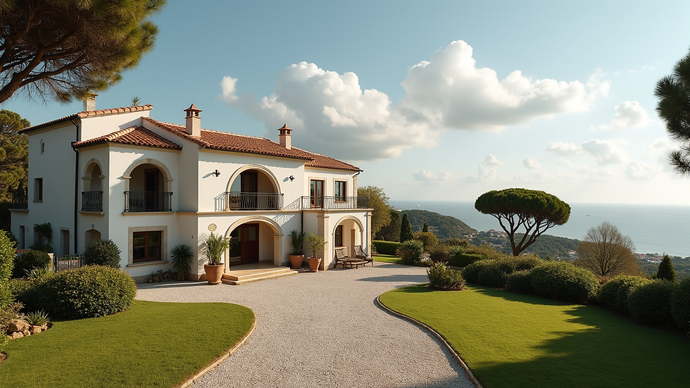 Wide angle view of a beautiful Portuguese villa