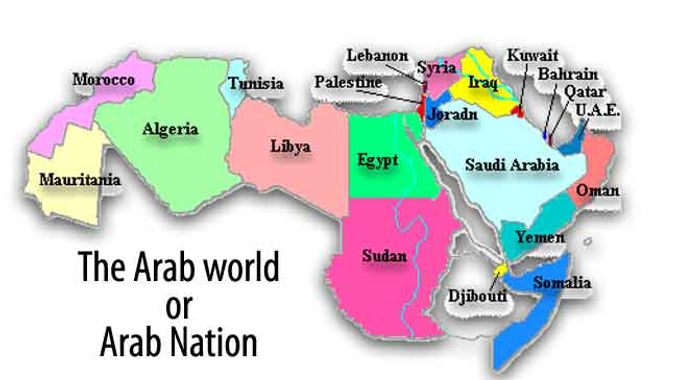 the-Arab-world-or-Arab-Nationcolored map