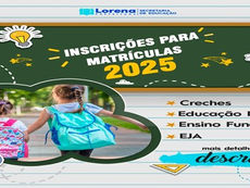 PREFEITURA DE LORENA INFORMA SOBRE PERÍODO DE INSCRIÇÃO PARA MATRICULAR NOVOS NA REDE MUNICIPAL DE ENSINO EM 2025