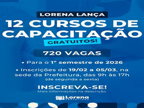 PREFEITURA E FUNDO SOCIAL LANÇAM 12 CURSOS GRATUITOS PARA O 1º SEMESTRE DE 2026, COM 720 VAGAS