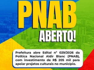 APARECIDA - CULTURA ABRE EDITAL DA PNAB COM R$ 205 MIL PARA PROJETOS