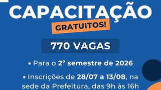 PREFEITURA DE LORENA E FUNDO SOCIAL LANÇAM 14 CURSOS GRATUITOS PARA O 2º SEMESTRE DE 2026, COM 770 VAGAS