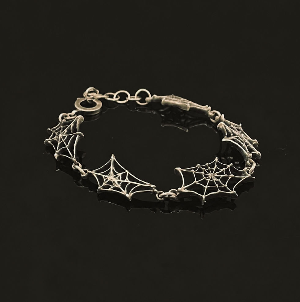 Thumbnail: Silver Spider Web Bracelet Closed