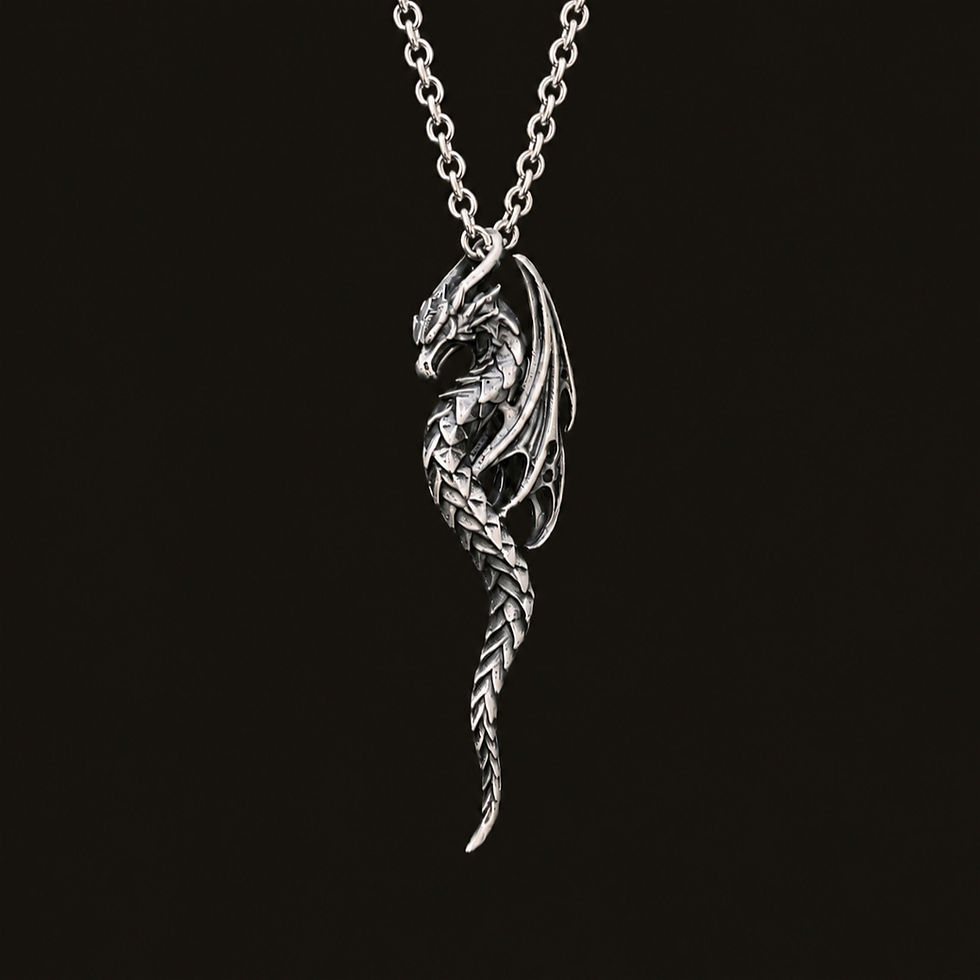 Sterling Silver Dragon Pendant Main View