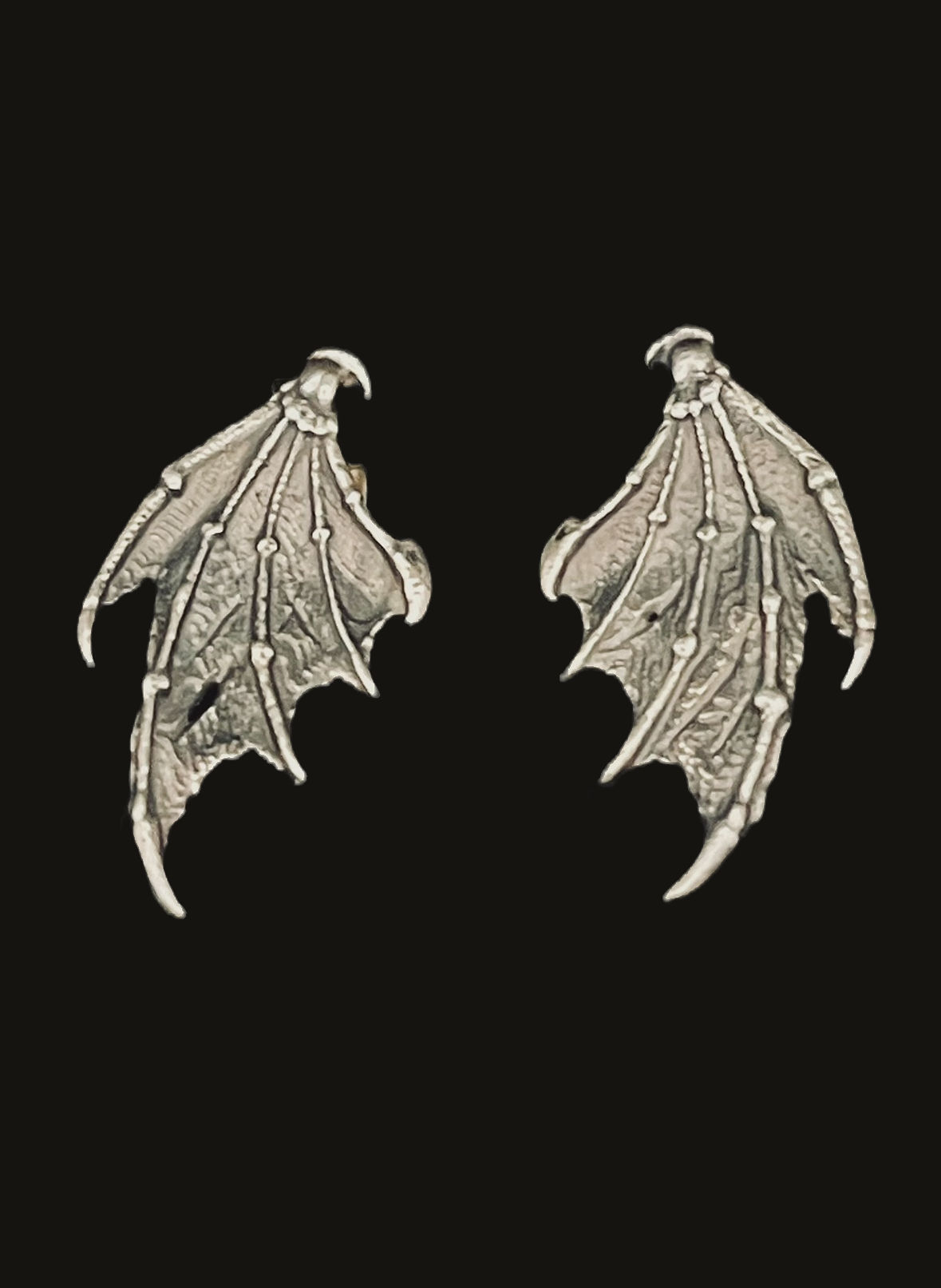 Silver Demon Wing Earrings