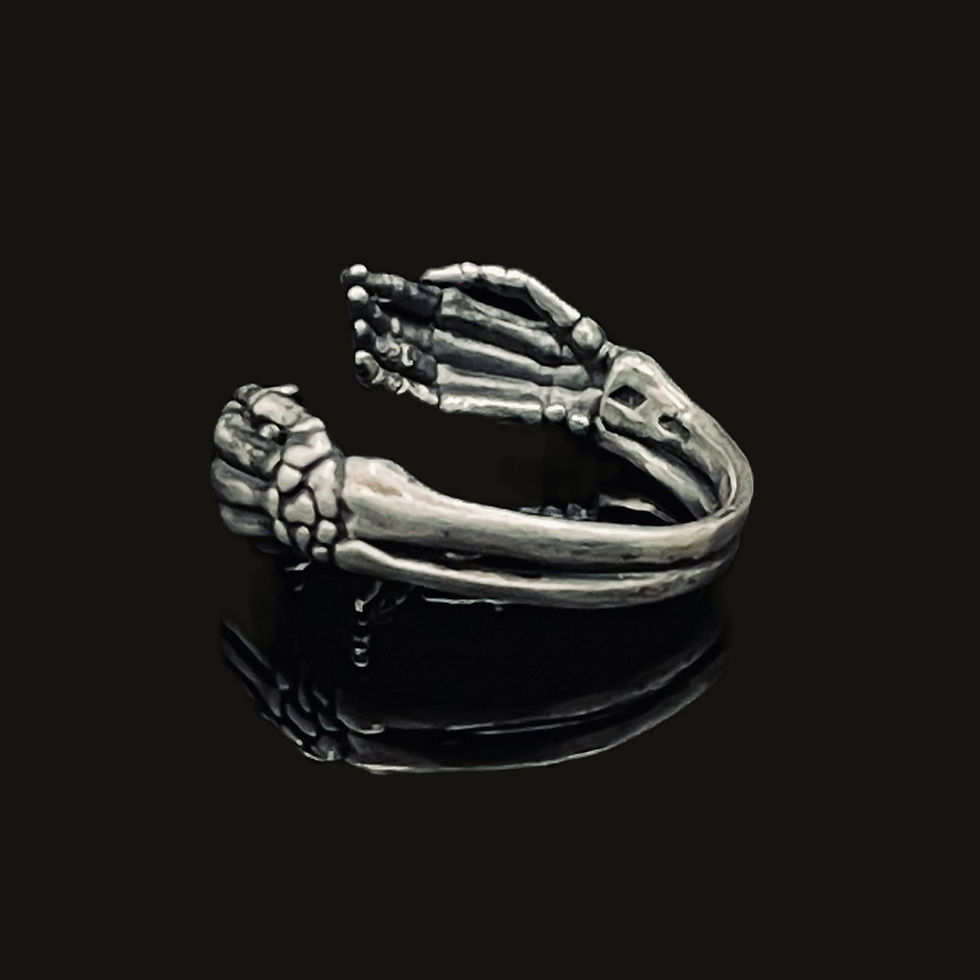 Thumbnail: Sterling Silver Skeleton Hug Ring Side View