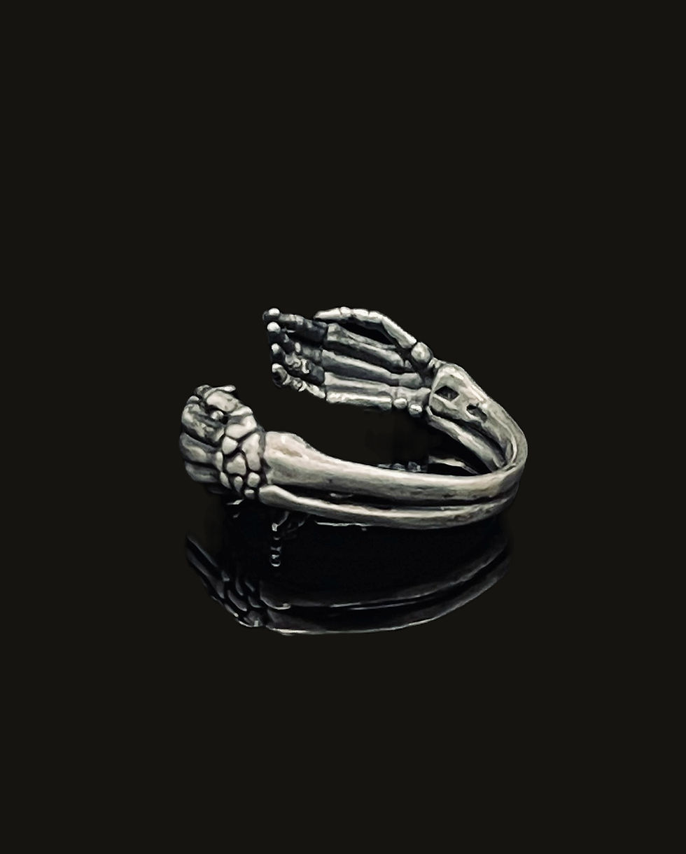 Silver Skeletal Hug Ring side