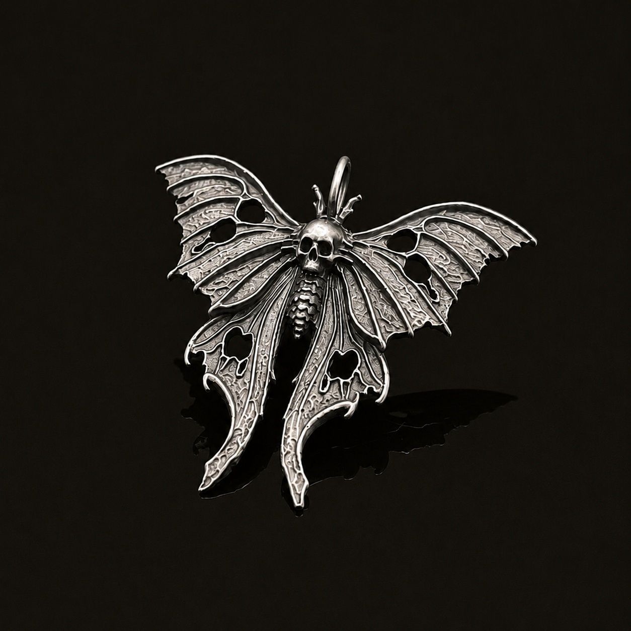 Sterling Silver Luna Moth Pendant Main View