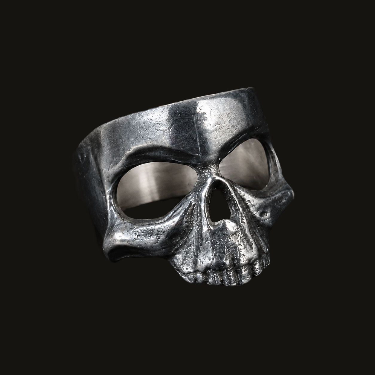 Men's Sterling Silver Skull Ring Front View