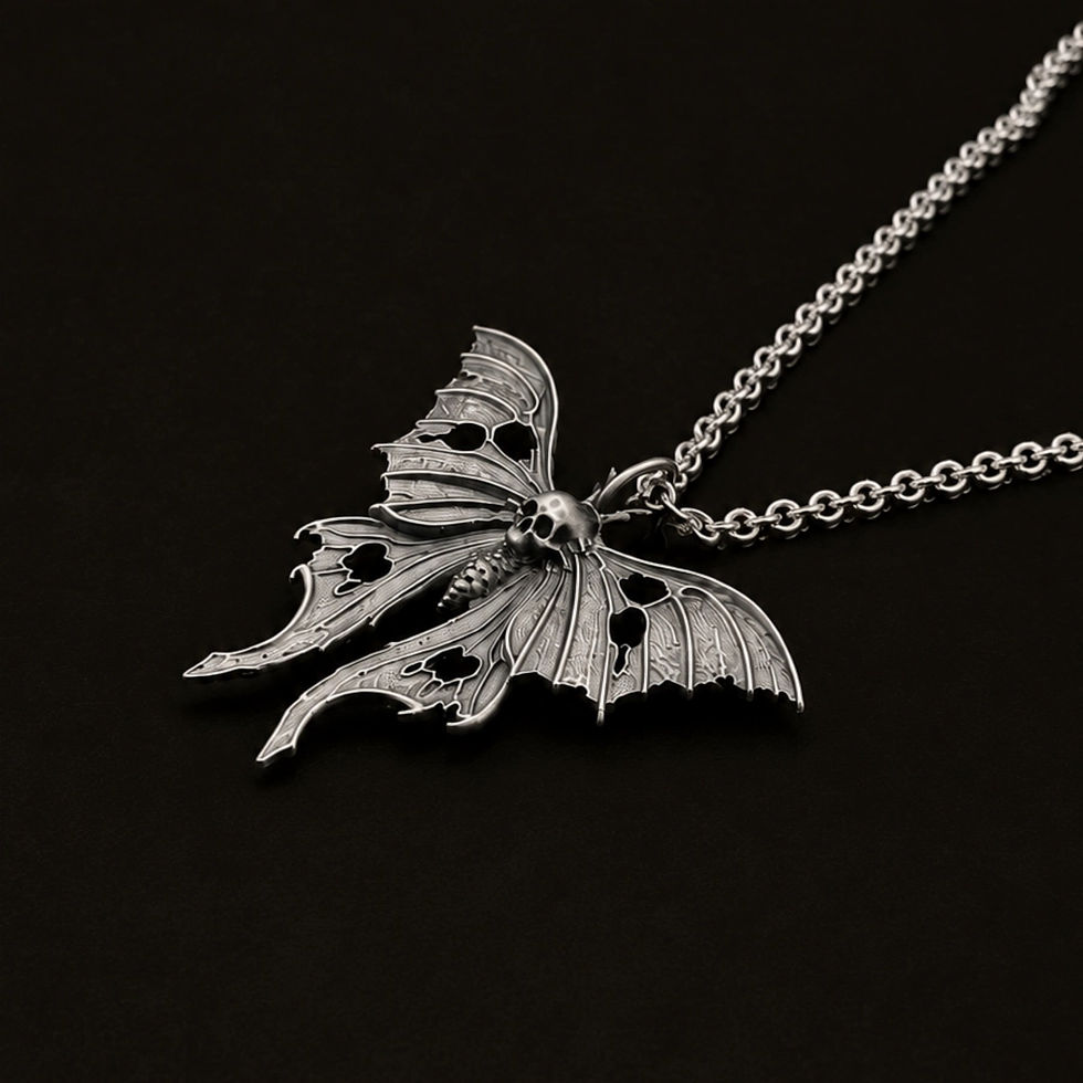 Thumbnail: Sterling Silver Luna Moth Pendant with sterling silver chain