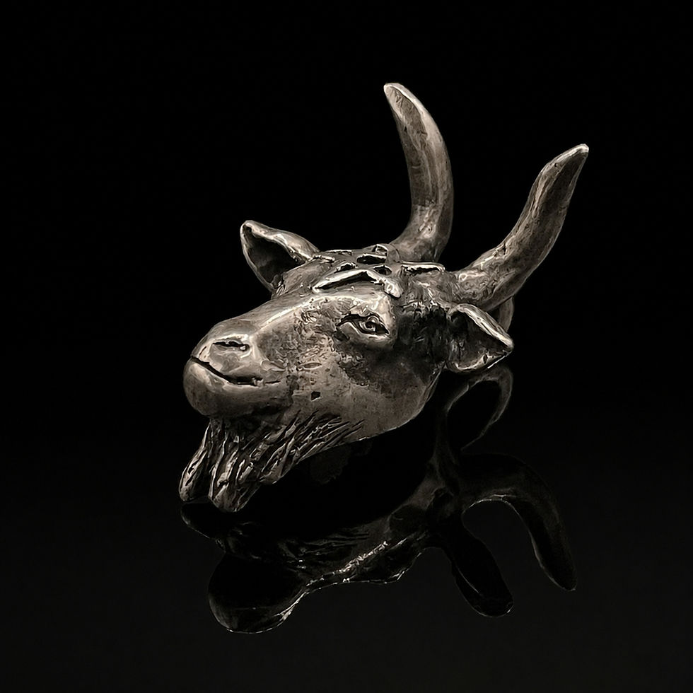 Thumbnail: Sterling Silver Baphomet Pendant Side View