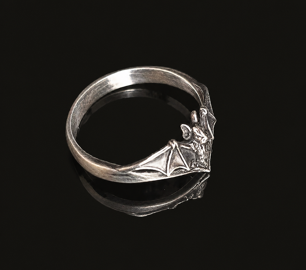 Silver Bat Ring 3/4 Side View