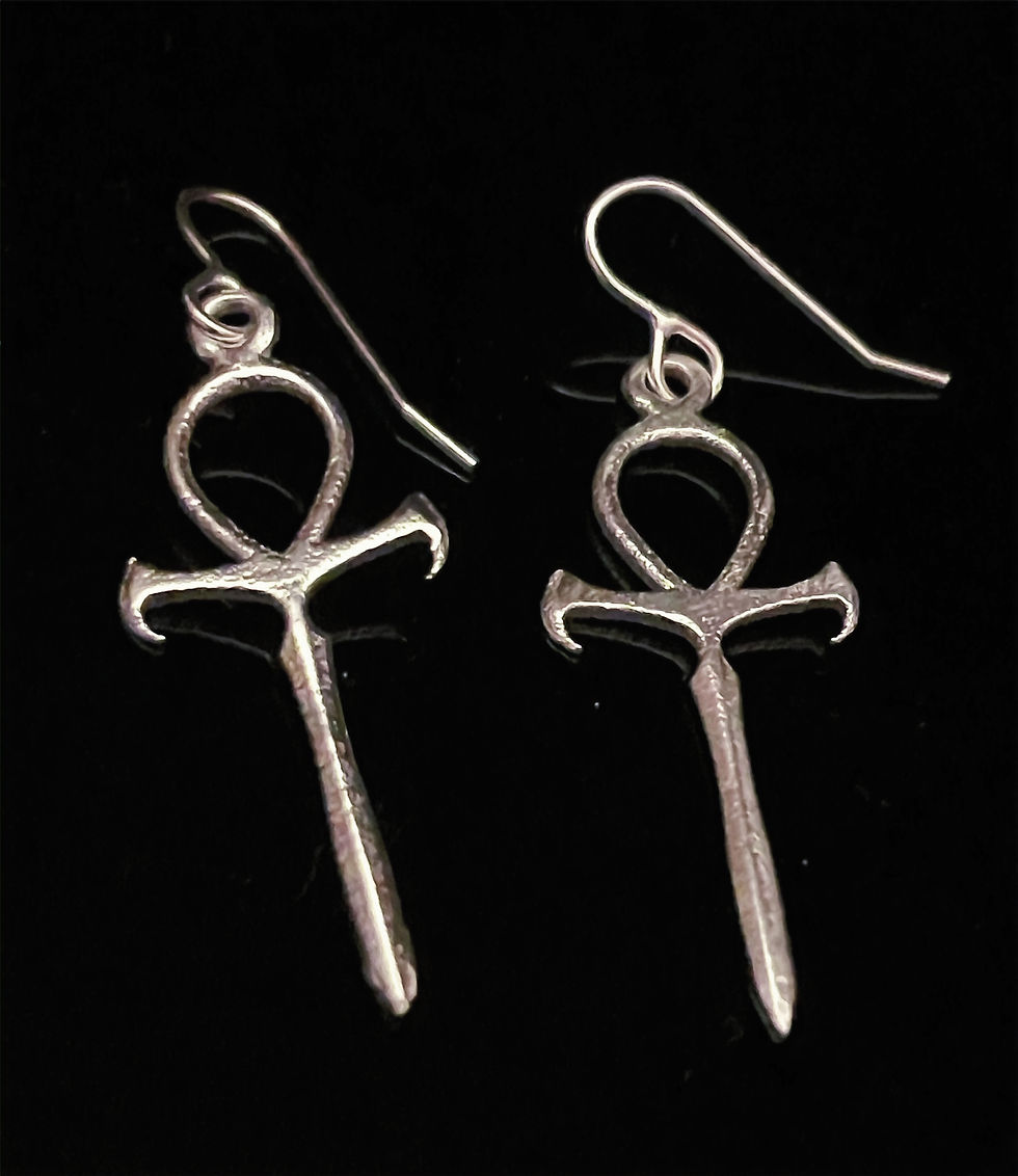 Silver Vampire Ankh Earrings