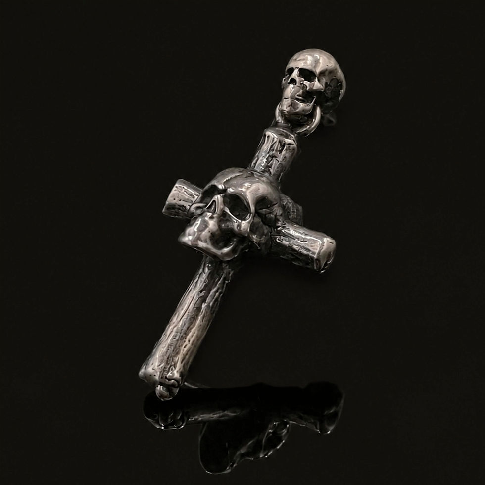 Sterling Silver Skull Cross Pendant with skull bail
