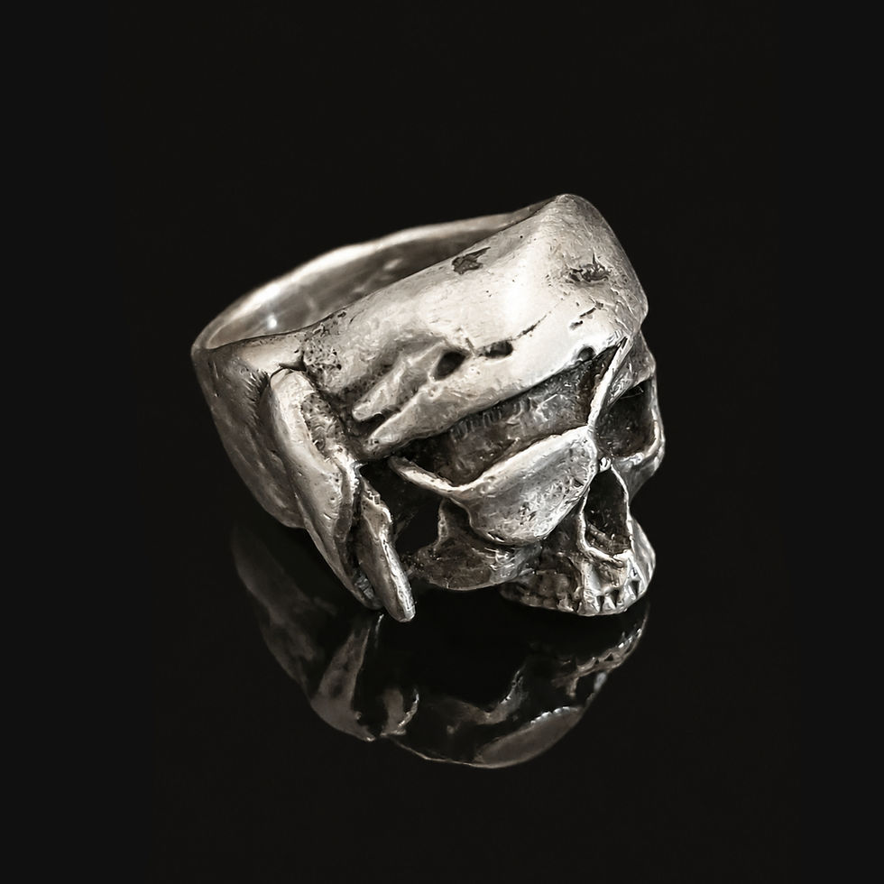 Thumbnail: Sterling Silver Pirate Skull Ring Side View