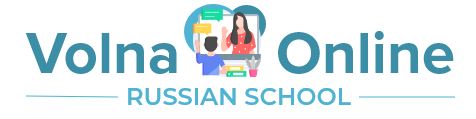 Volna Online Russian School logo - teacher and student in virtual learning