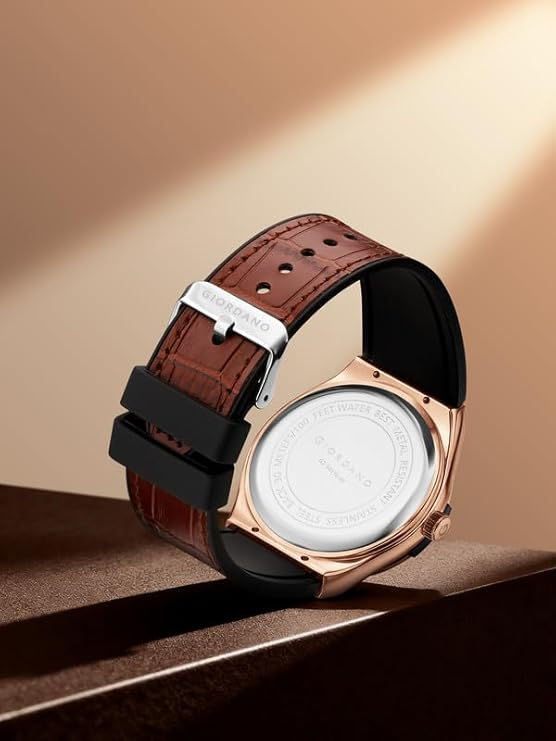 Thumbnail: GIORDANO Men Dial & Leather Straps Analogue Watch GZ-50176-03