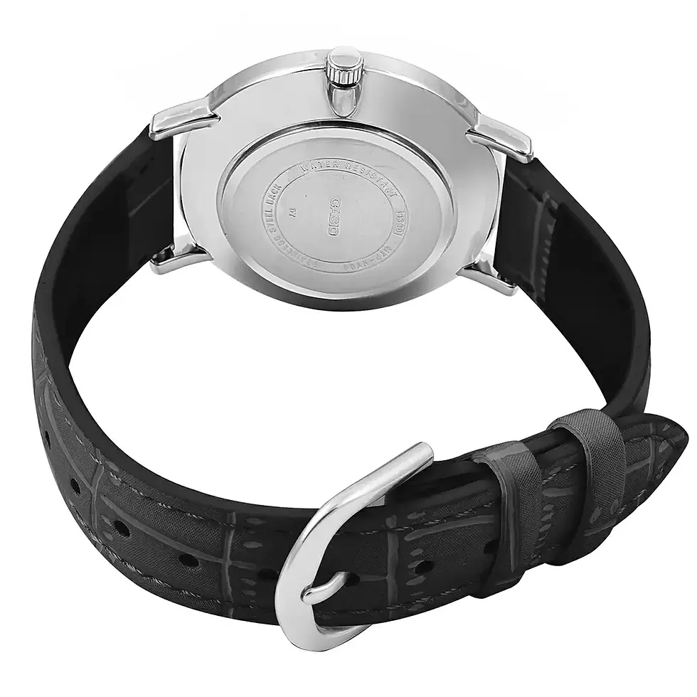 Thumbnail: Casio ENTICER MEN MTP-VT01L-1BUDF - A1615 Black Leather - Men's Watch