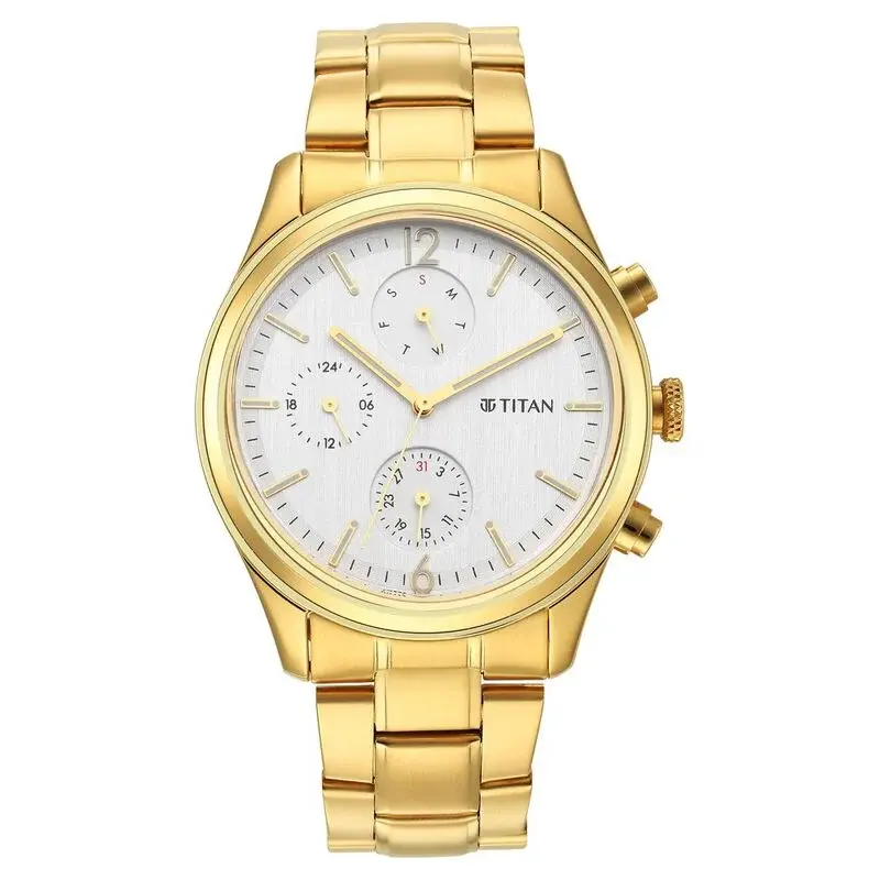 Titan Black and Gold Analog with Day and Date Stainless Steel NT1805YM01