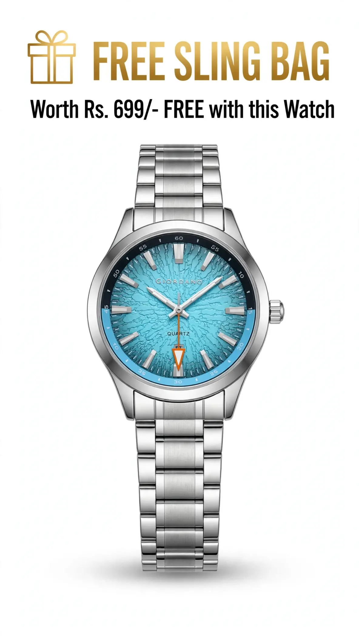 Giordano Analog Watch for Men with Blue Dial, Luminous Hands & Hour Markers