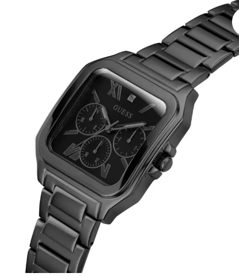 Thumbnail: GUESS Men Black Square Stainless Steel Dial Analog Watch- GW0631G2