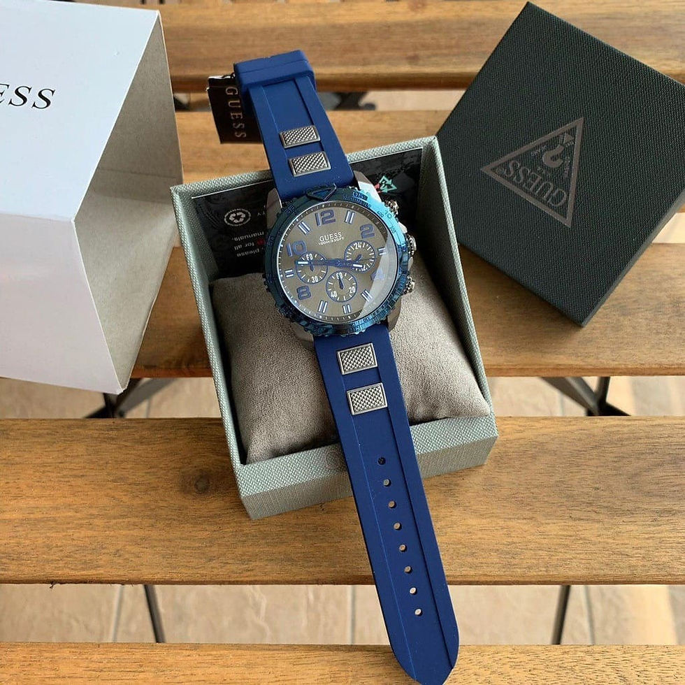 Thumbnail: Guess Watch For Men W0599G2 with Grey Dial , Rubber Belt with Blue Color