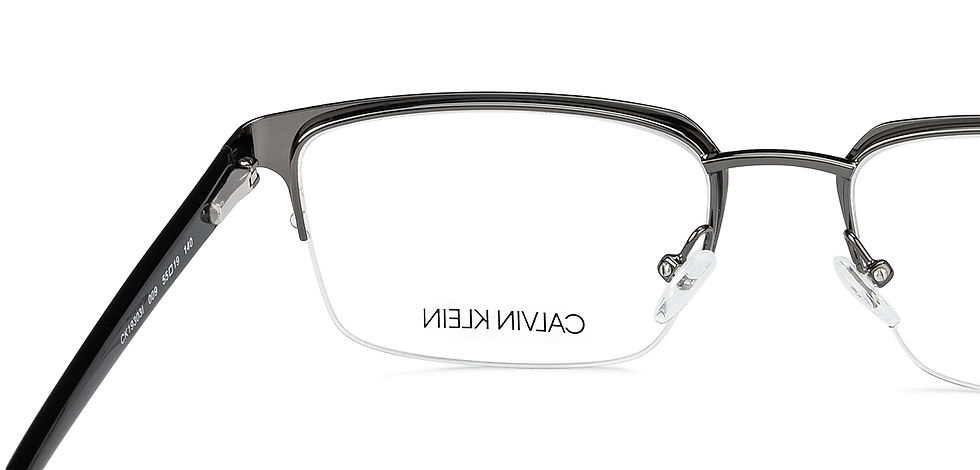Thumbnail: Calvin Klein Gunmetal Half Rim Rectangle Eyeglasses CK19303