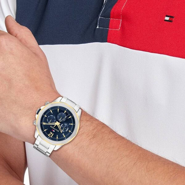 Thumbnail: Tommy Hilfiger Blue Dial Silver Stainless Steel Strap Watch for Men ntth1792059