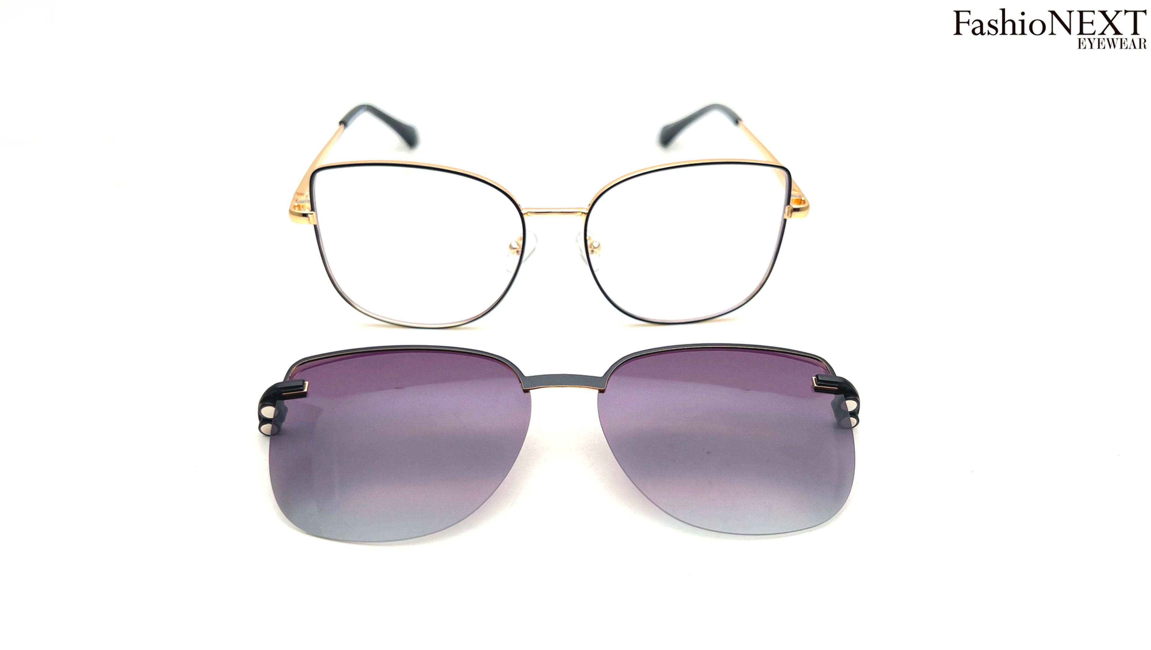 FashioNEXT Attachment of Spectacle + Sunglass In One Frame Golden