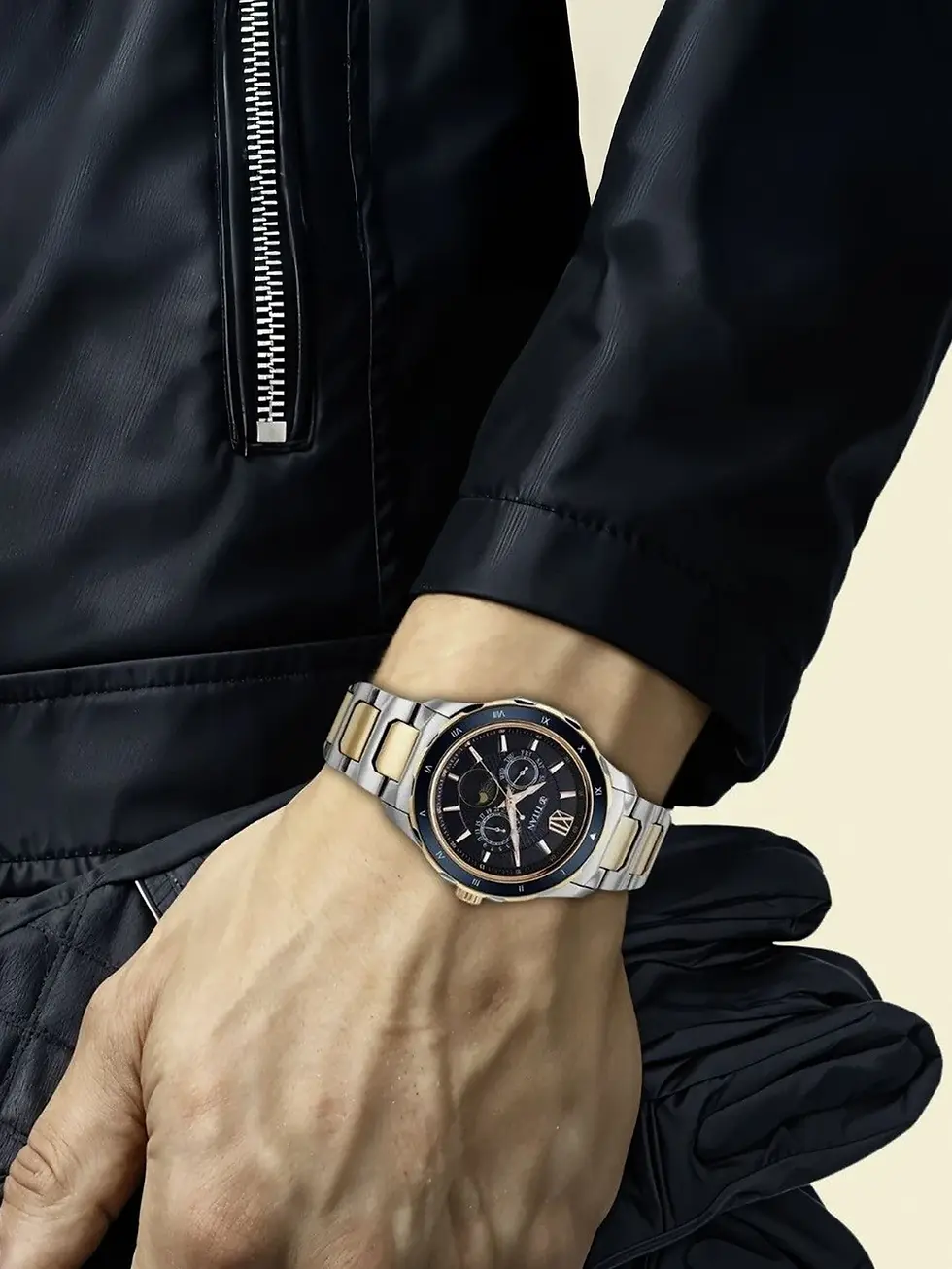 Thumbnail: Titan Regalia Premium Multifunction Blue Dial Two Toned NT1650YM03