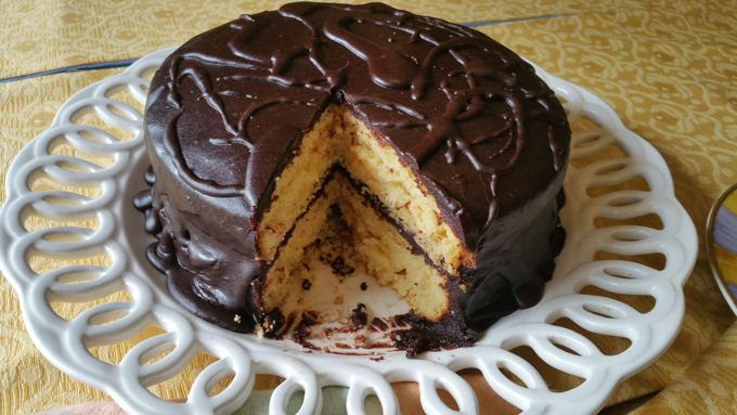 Grandmama's White Cake With Chocolate Fudge Icing