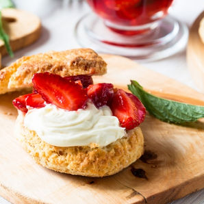 Orange Scones with Grand Marnier Mascarpone Spread and Fresh Strawberries