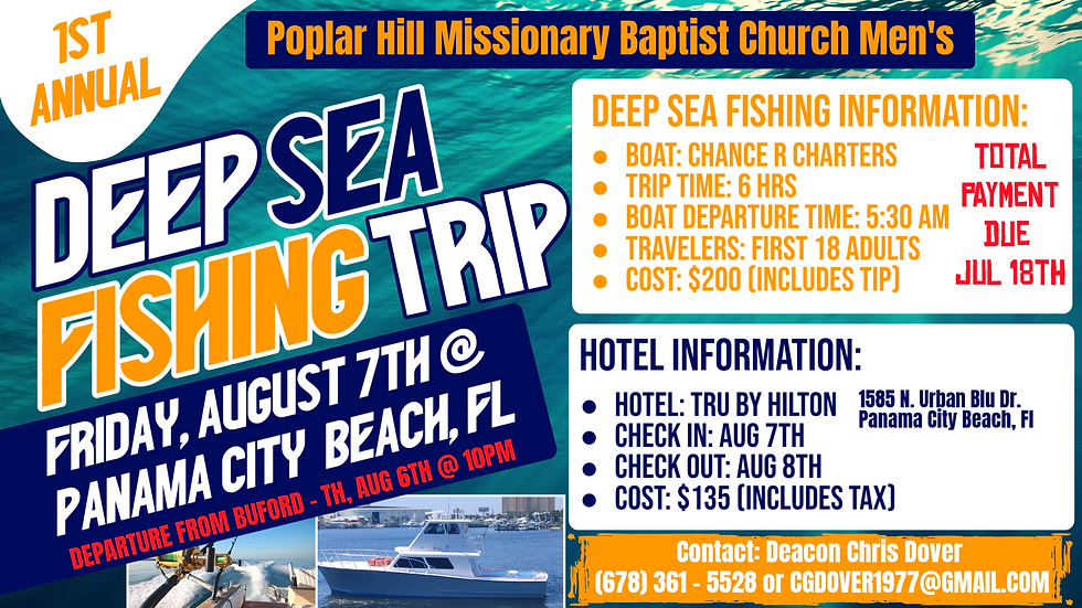 PHMBC Men's Deep Sea Fishing Trip