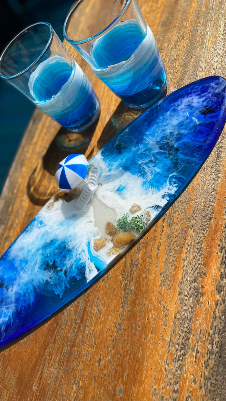 Thumbnail: Surfboard 🏄‍♂️ Shape all Resin Mini Charcuterie Board/Coaster