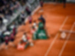 Photo vue de haut du court central de Roland Garros